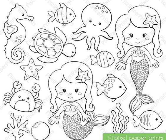 deniz canlıları boyama sayfası