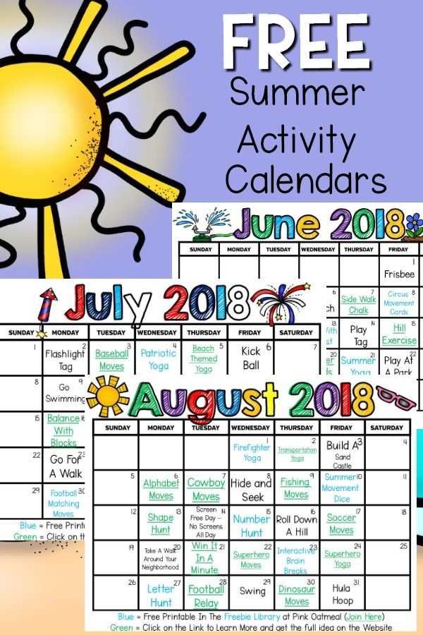 Get your summer activity planning calendars and have all of your summer