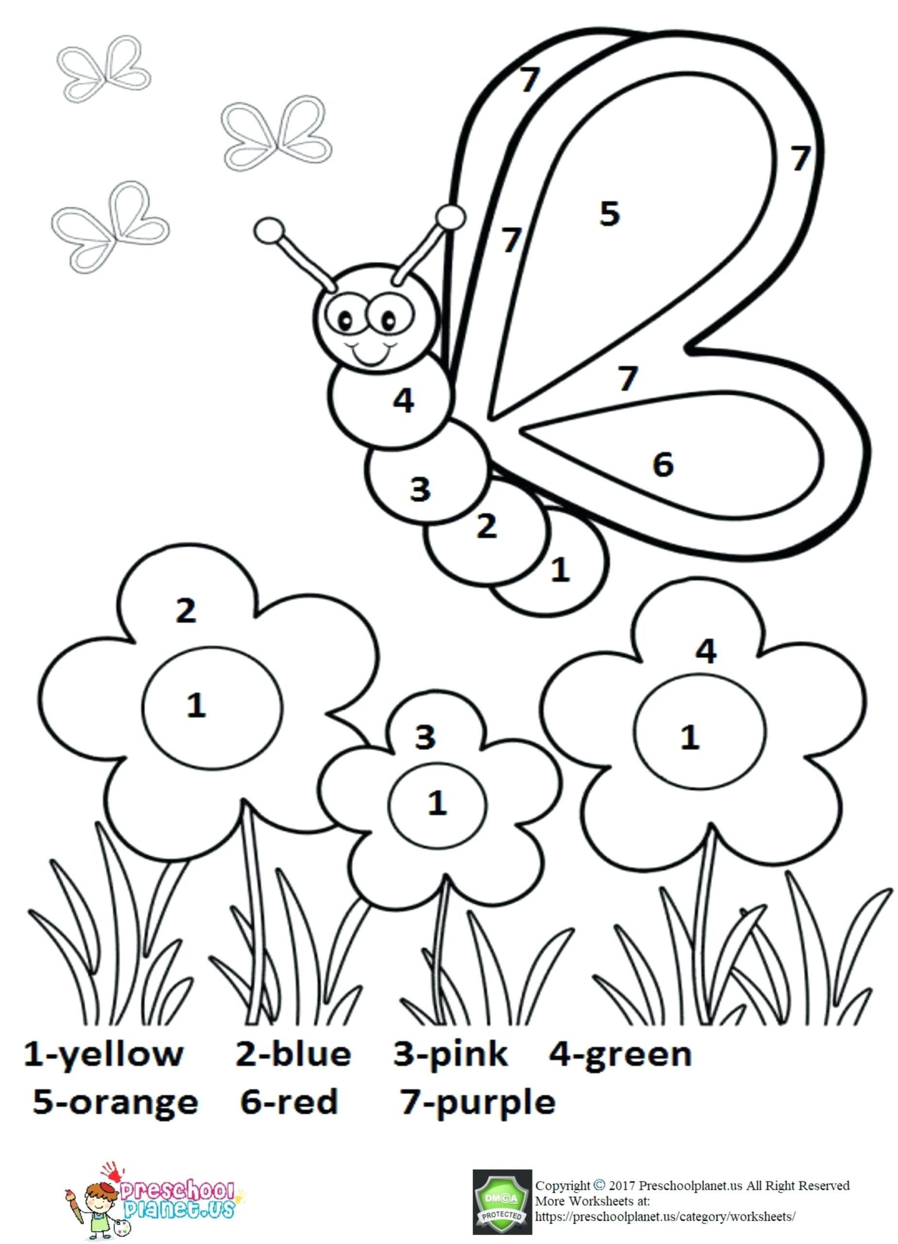 Numbers Coloring Worksheets For Kindergarten